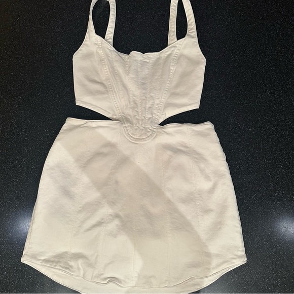 Zara White Cutout Mini Denim Corset Dress - Picture 7 of 7